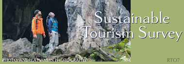RTO7's Sustainable Tourism Survey image - young couple viewing rock formations at Bruce Caves.