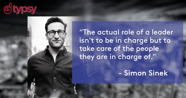 A young man with glasses is pictured next to a quote about leadership.